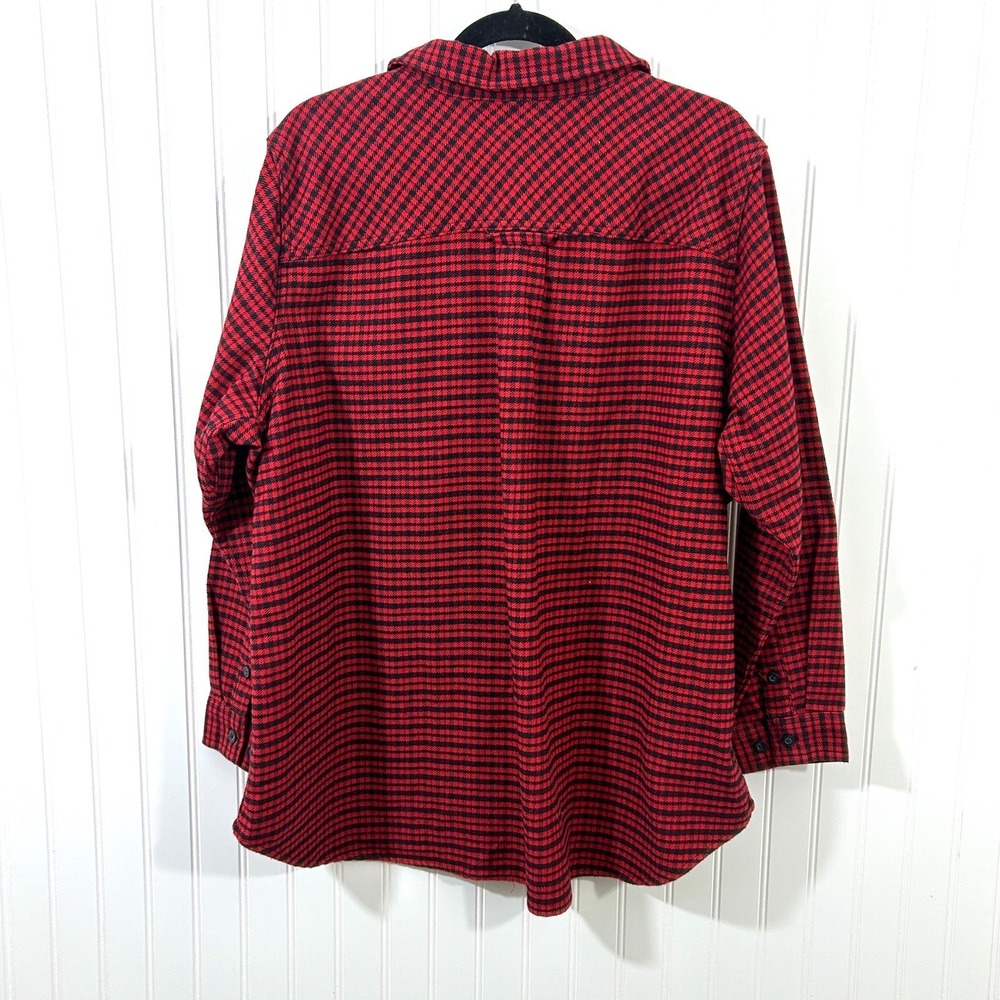 Duluth Trading Co Folklore Flannel Shirt Red Black Gingham Plaid 1X Pockets NWT - Picture 4 of 7